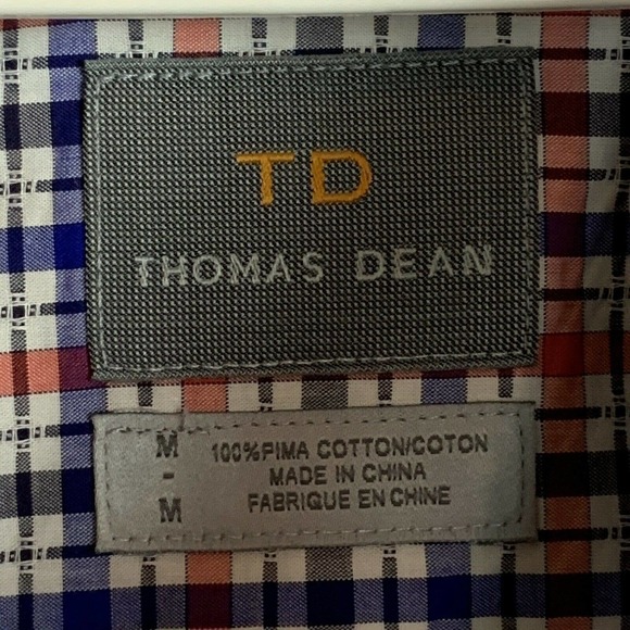 Thomas‎ Dean Long Sleeve Plaid White Plaid Shirt - Picture 5 of 7